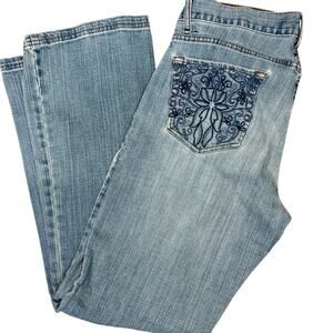 Daisy Fuentes Women's 10 Stretch Blue Denim Jeans 30 X 28 Straight Cotton Blend